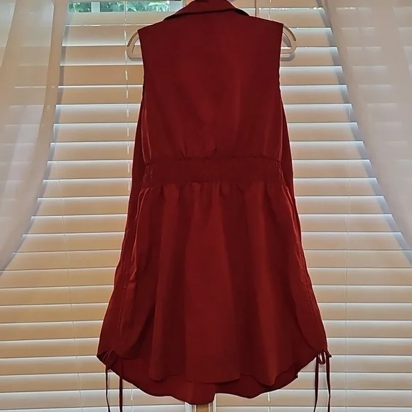Red Mini Dress With Adjustable Side For Lenth. - Picture 3 of 4